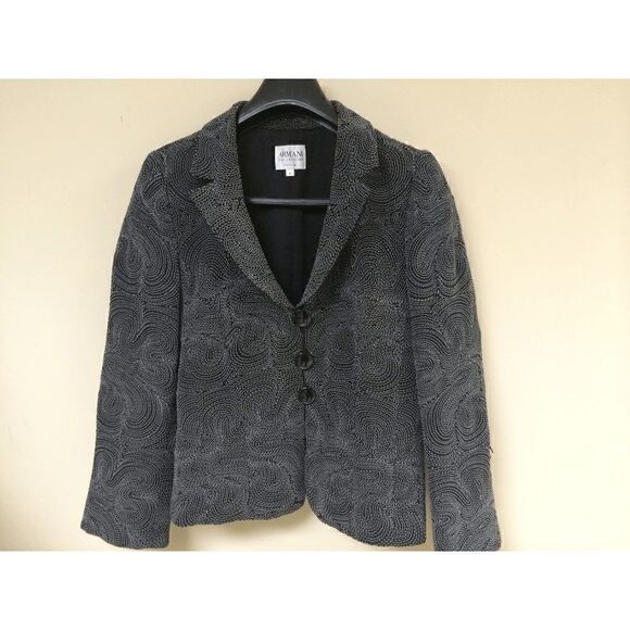 Armani Collezioni Womens Fully Lined Button Front Blazer Jacket Black Sz 8 - Picture 1 of 16